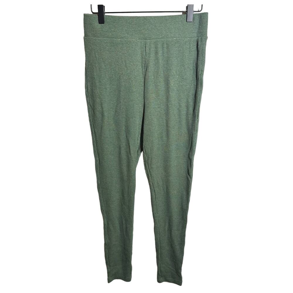 By Egreis Women's Green Ribbed High Rise Leggings Size Large